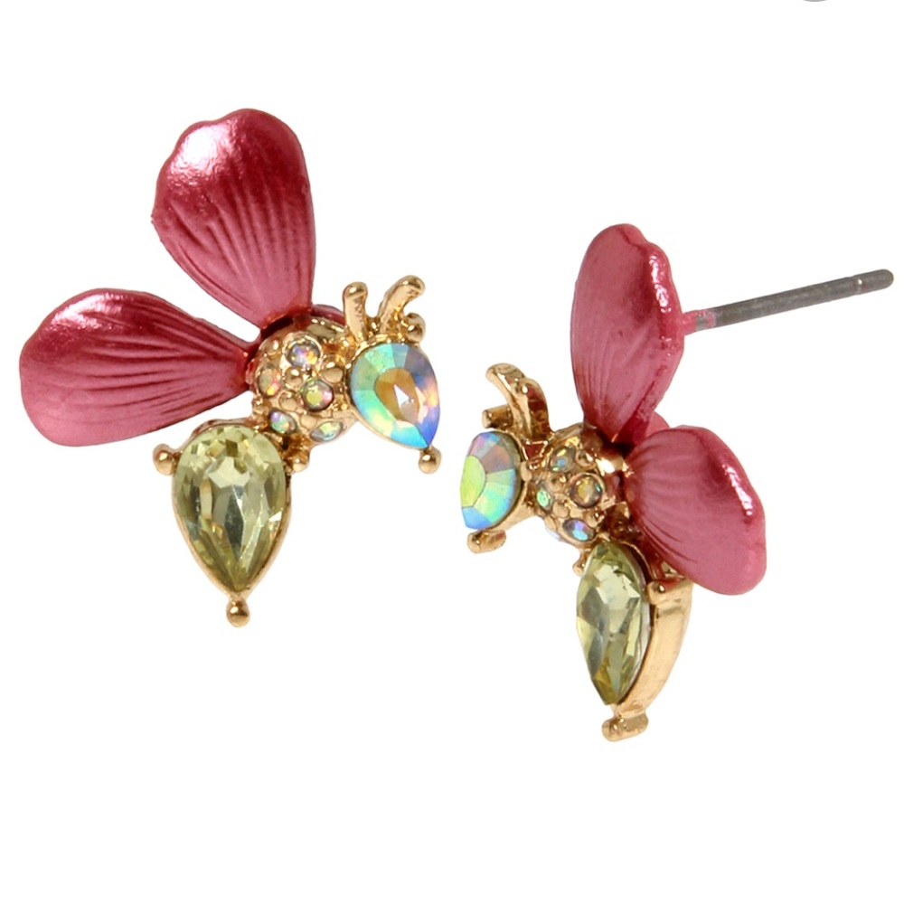 Betsey Johnson Floral Bumble Bee Earrings